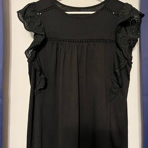 Black flutter sleeve shirt.